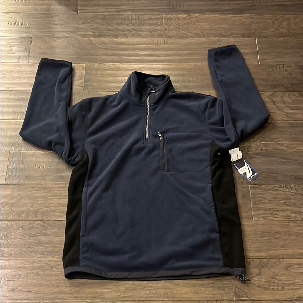 Nautica Nautex Fleece 1/4 Sweatshirt Shirt new blue Mens Size Medium